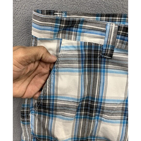 Southpole Bermuda Shorts Mens Size 34X13 Blue Black White Checked Slash Pockets - Picture 11 of 15